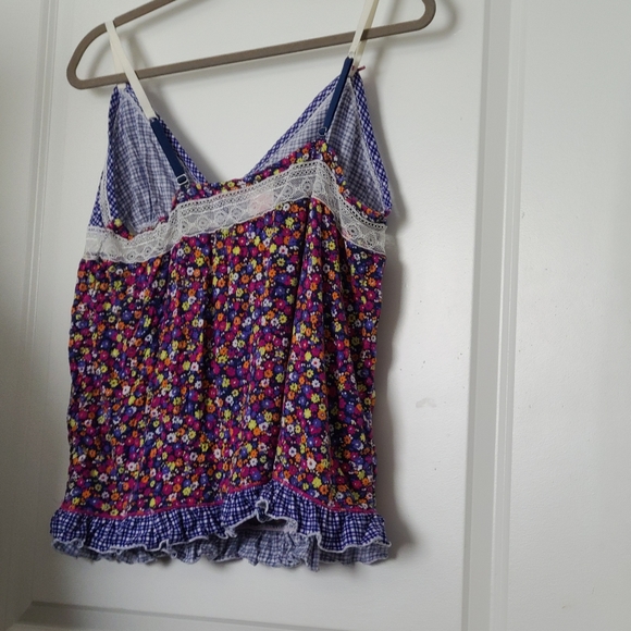 Floral and blue adjustable tank top - Picture 2 of 3